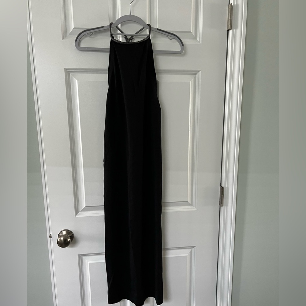 Zara Knit Black Midi Dress with Chain